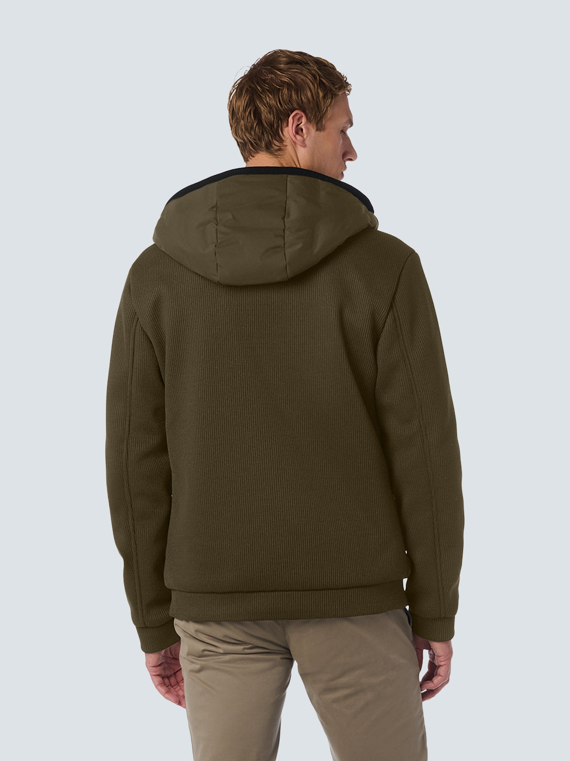 Sealed Jacket with Hood and Knitted Sleeves: Perfect Protection and Style | Taupe