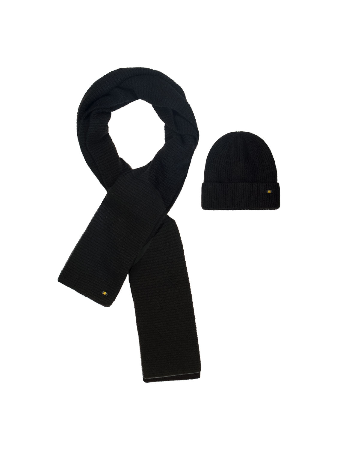 Rib-Knit Beanie and Scarf Set: Warmth and Style for Every Day | Black