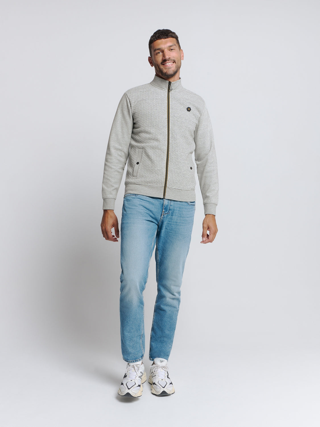 Full Zip Sweater | Grey Melange