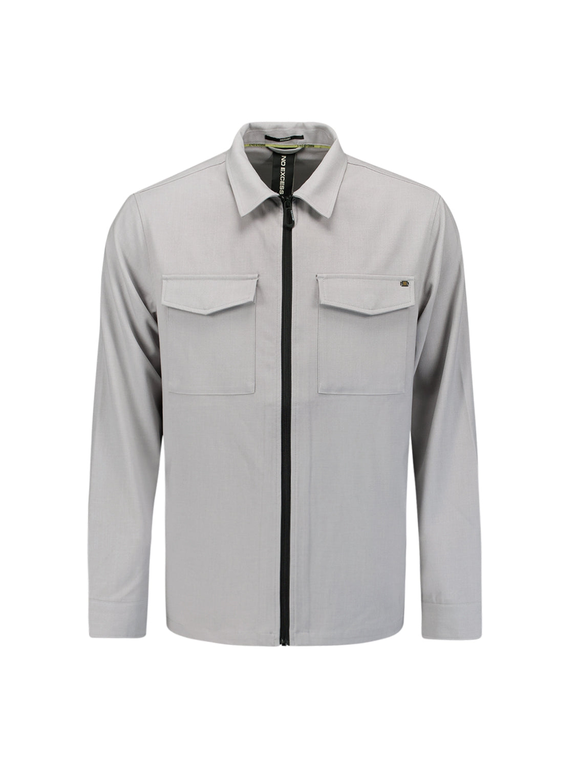 Full zip stretch Overshirt | Grey Melange