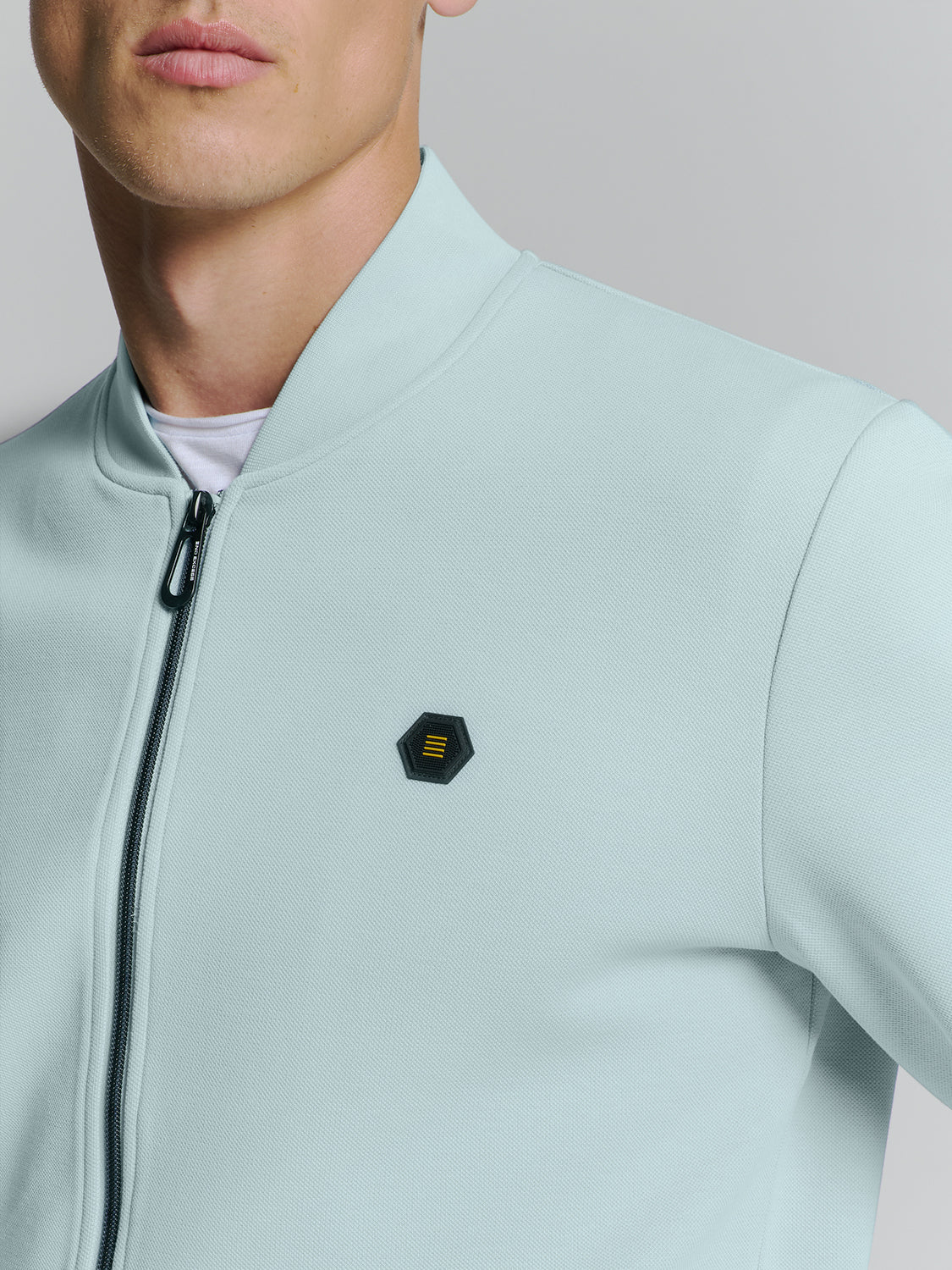 Full-zip pique sweater | Ice