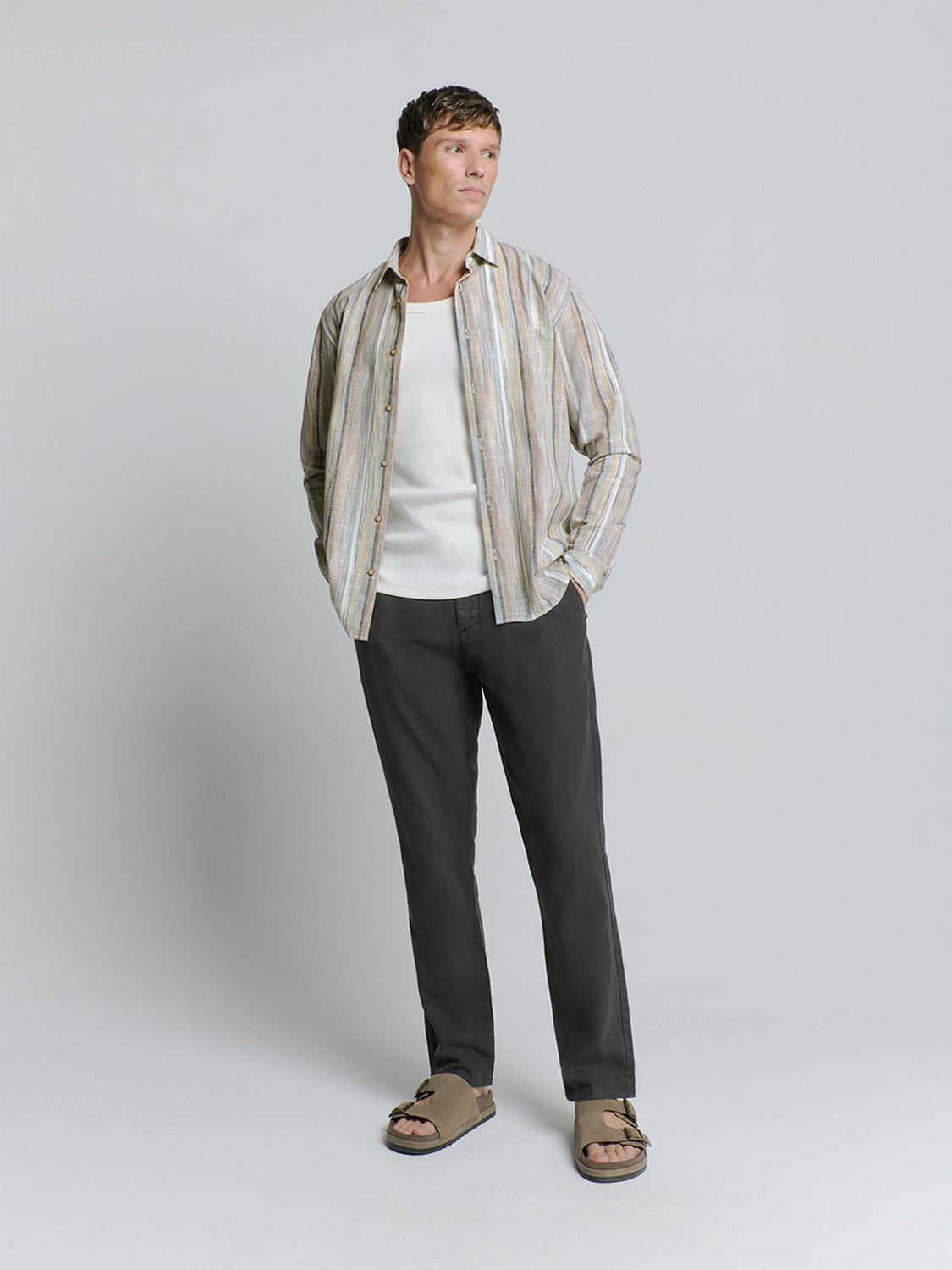 Linen blend shirt | Blue