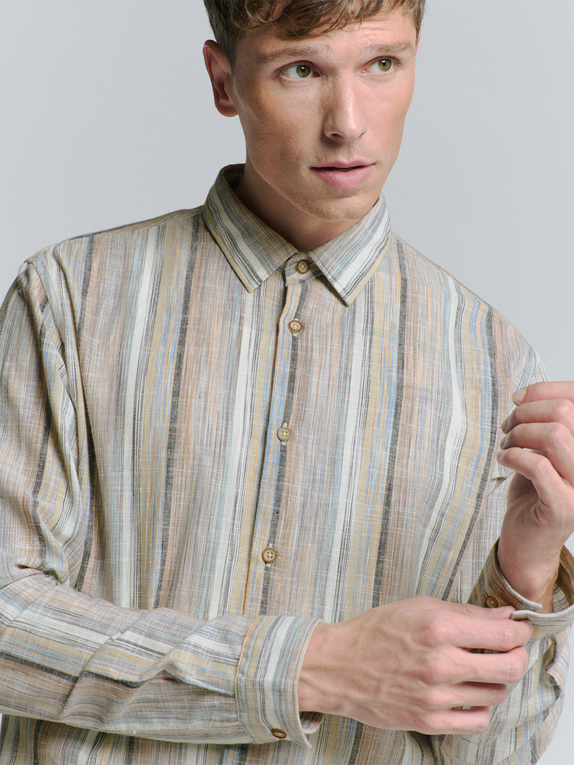 Linen blend shirt | Blue