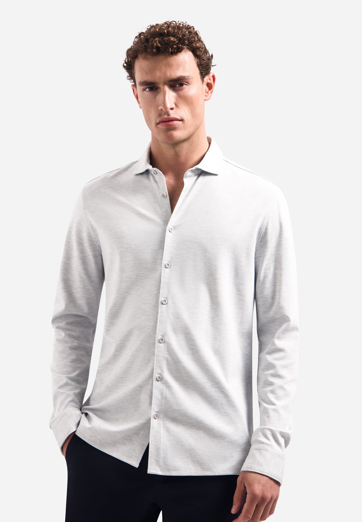 Jersey overhemd | Grey Melange