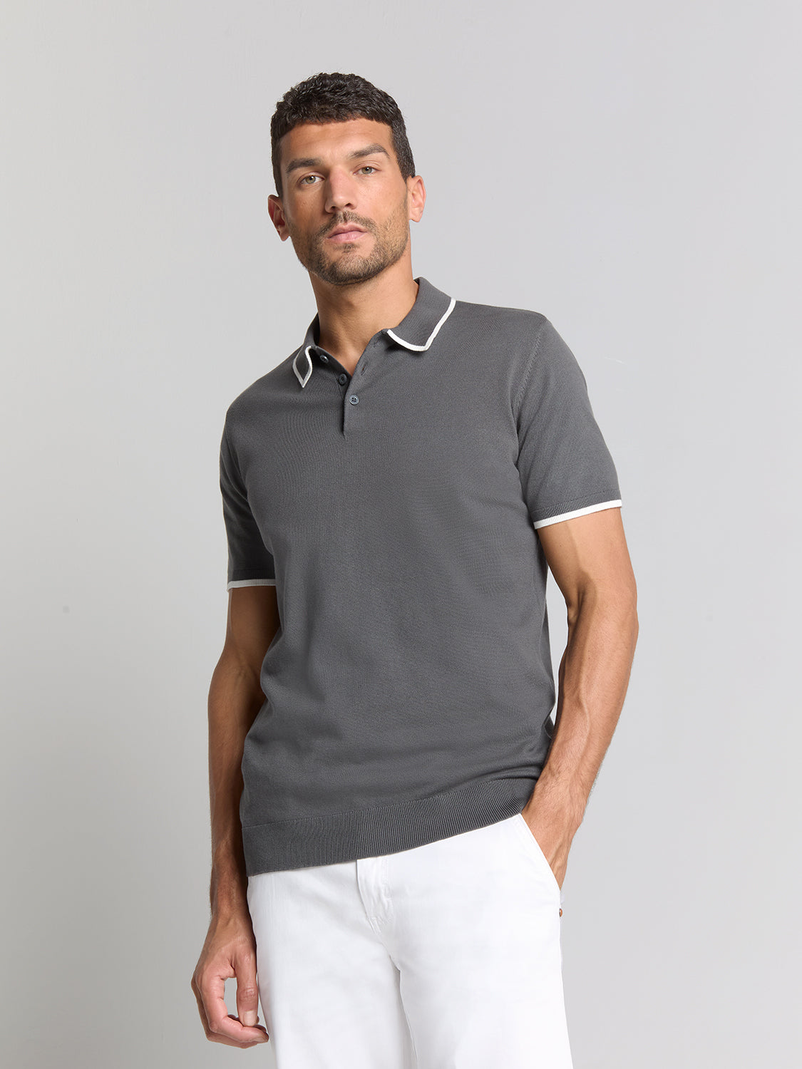 Short sleeve polo | Dark Steel