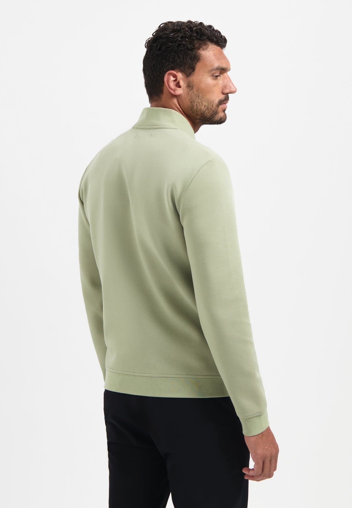Piqué cardigan | Light Moss