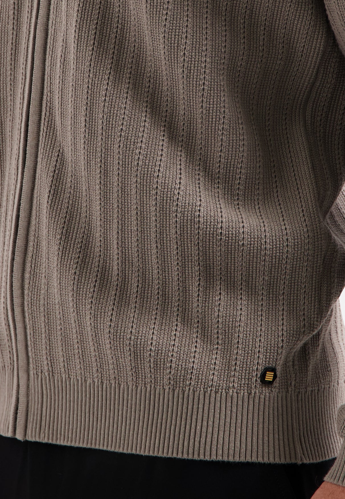 Knitted zip-up cardigan | Clay
