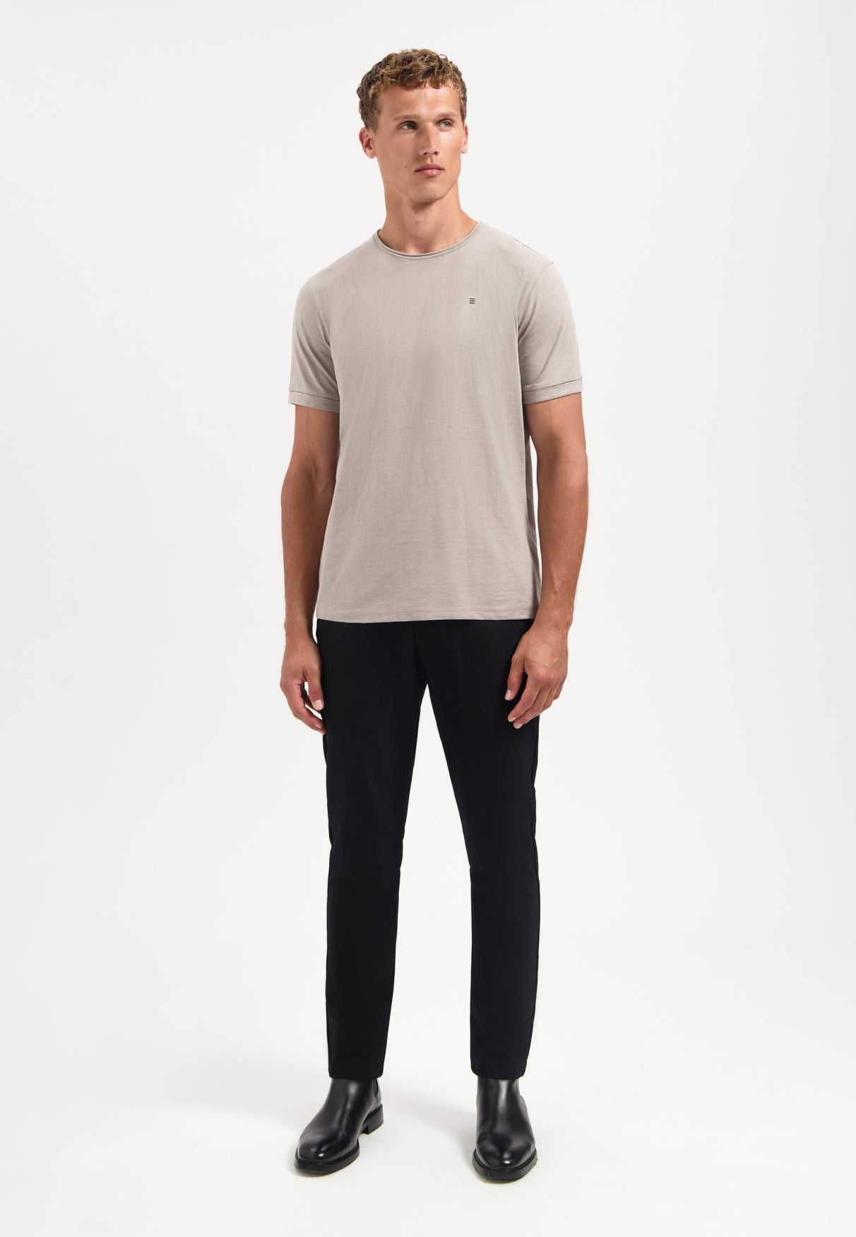 Slub crew neck T-shirt | Clay