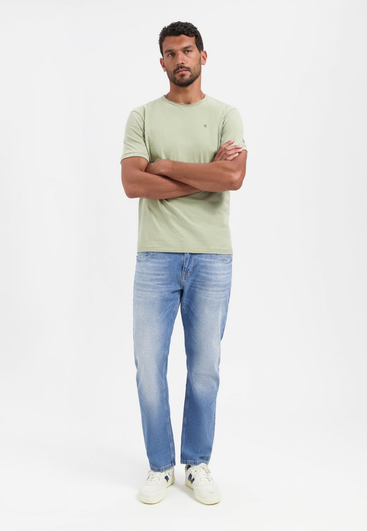 Slub crew neck T-shirt | Light Moss