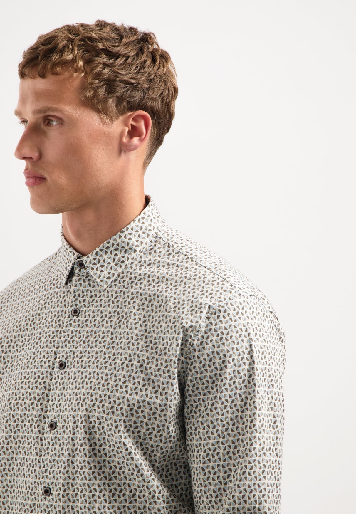 Printed stretch shirt | Taupe
