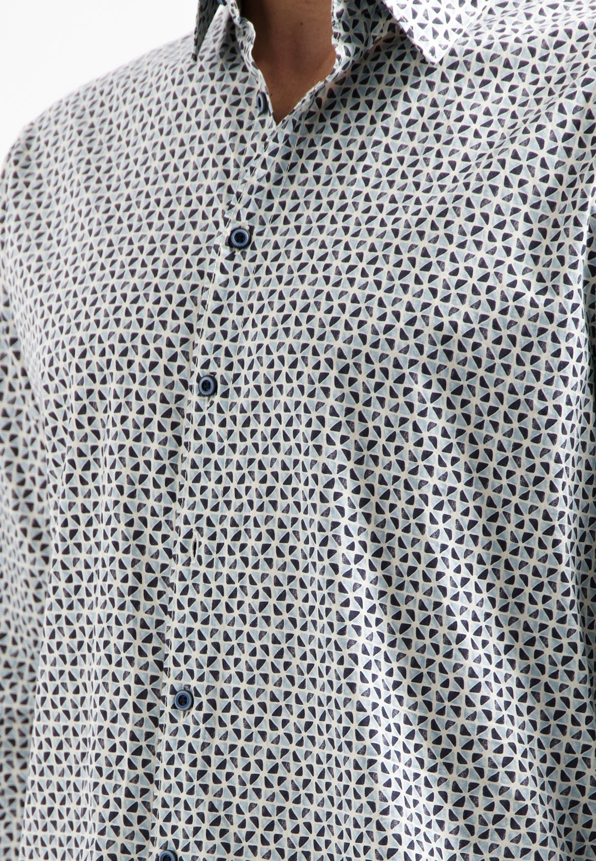 Printed stretch shirt | Dusty Blue