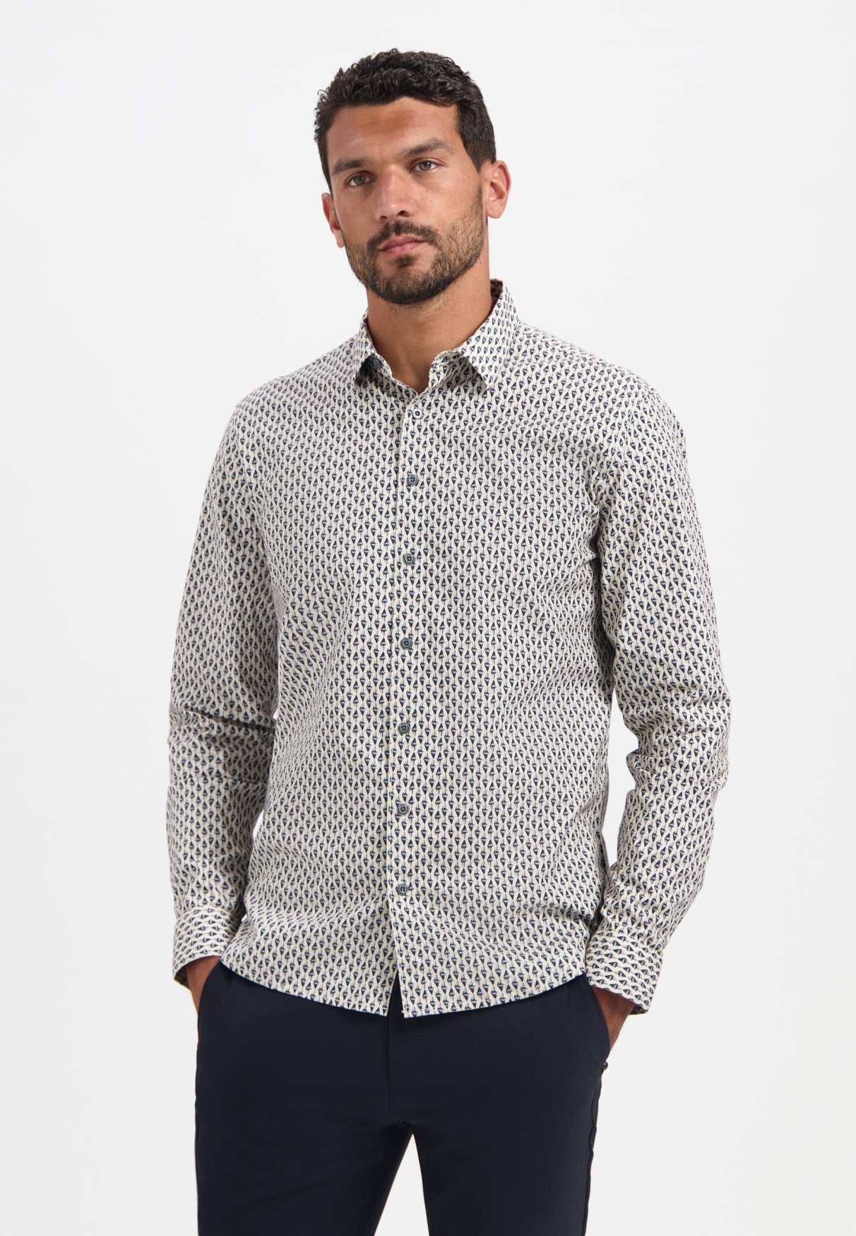 Printed stretch shirt | White