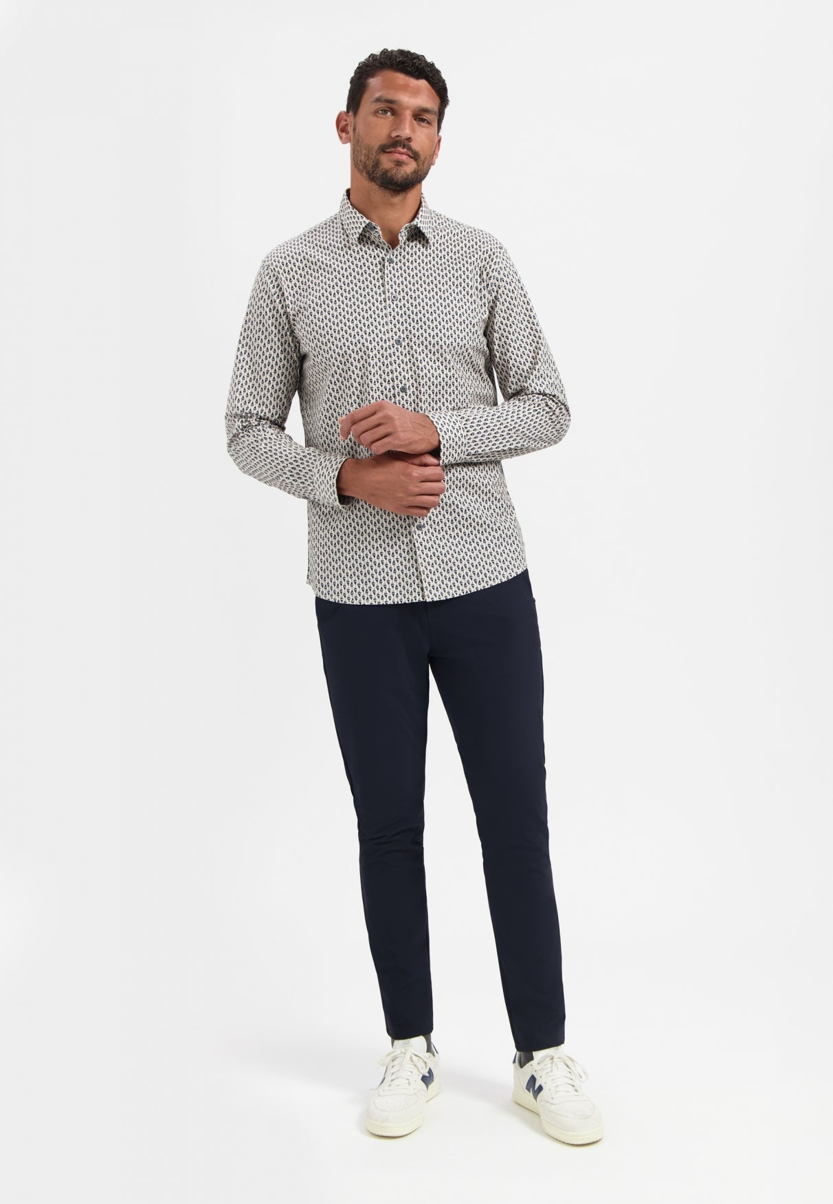 Printed stretch shirt | White