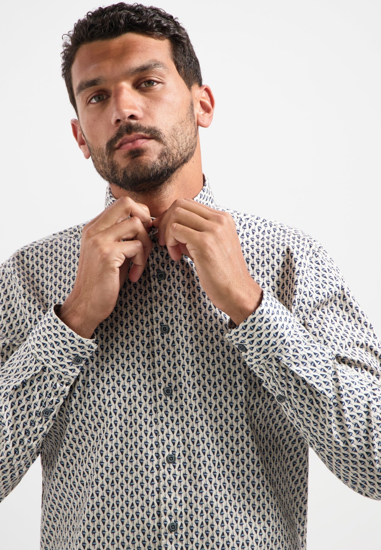 Printed stretch shirt | White