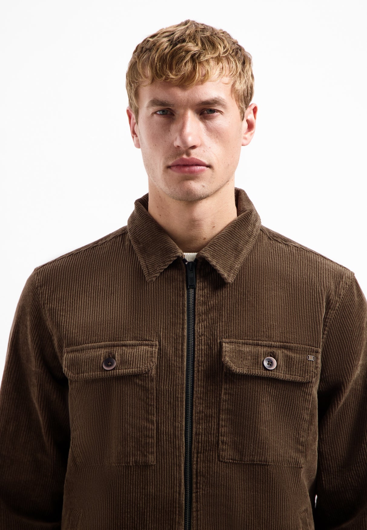 Ripped corduroy overshirt | Taupe