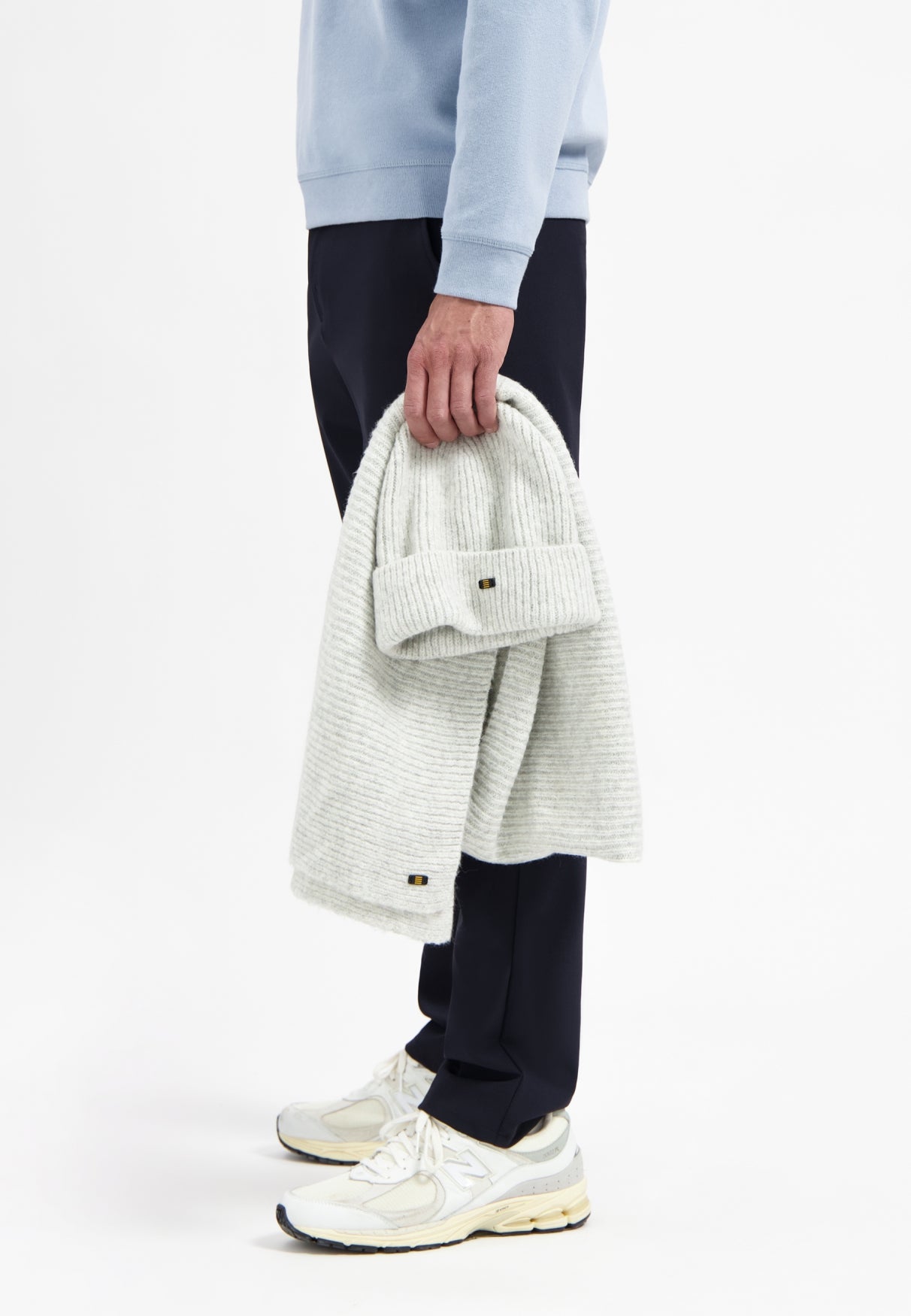 Knitted rib set with scarf and beanie | Grey Melange