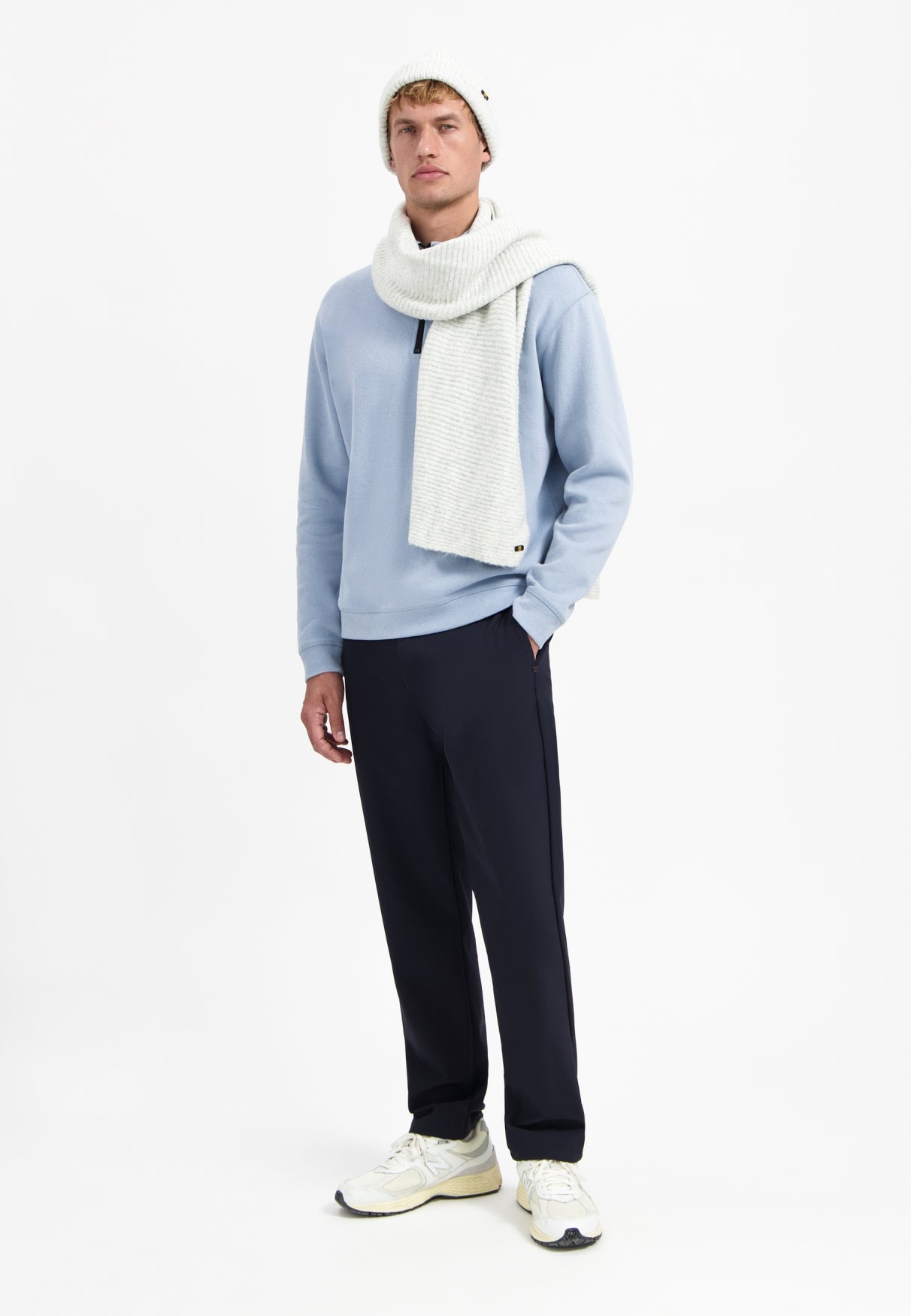 Knitted rib set with scarf and beanie | Grey Melange