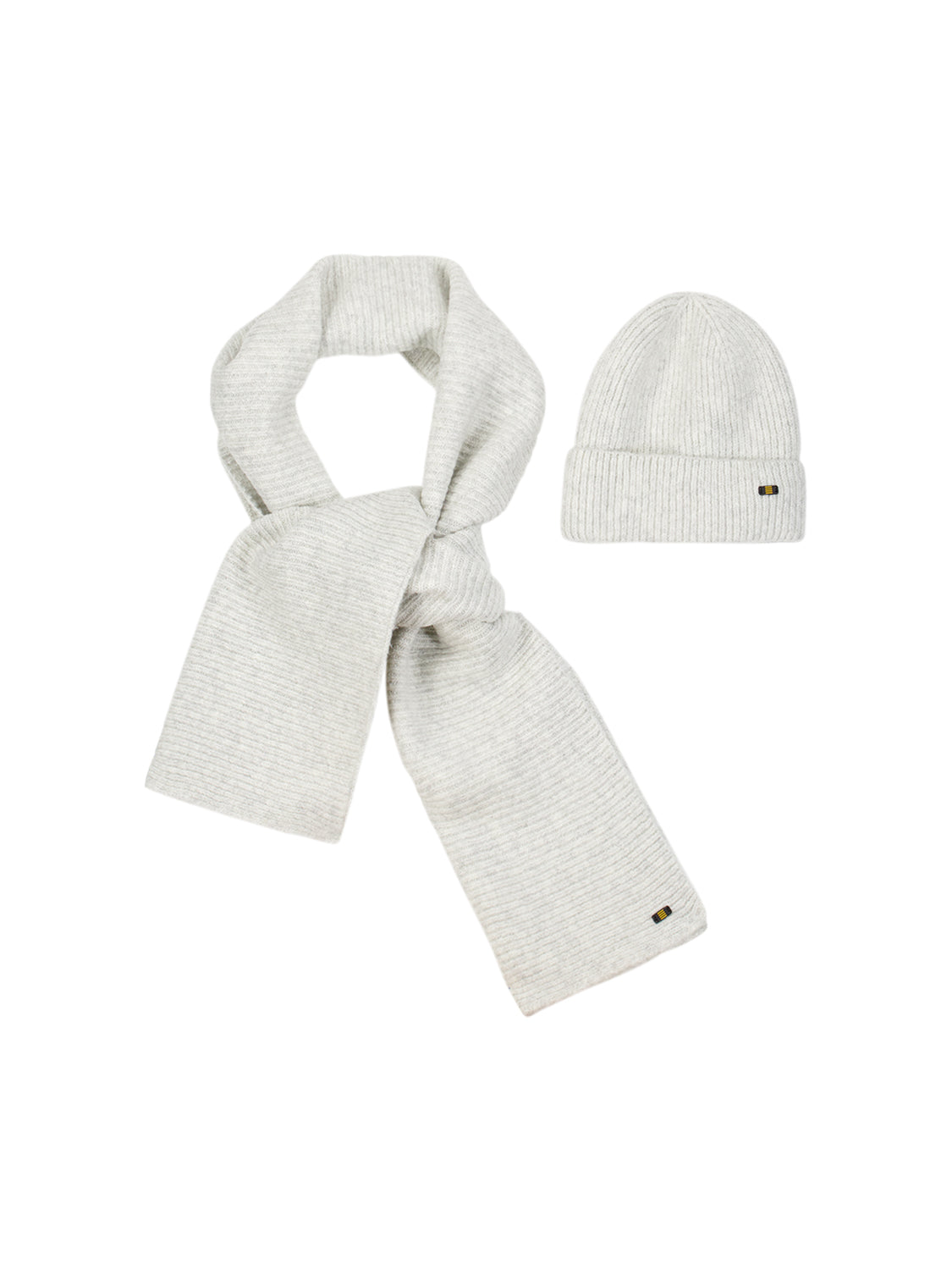 Knitted rib set with scarf and beanie | Grey Melange