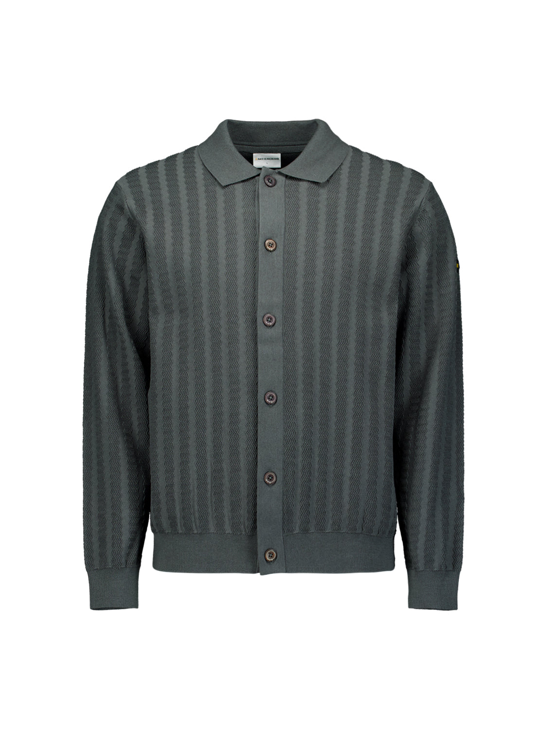 Cardigan with button closure and polo collar | Dark Steel