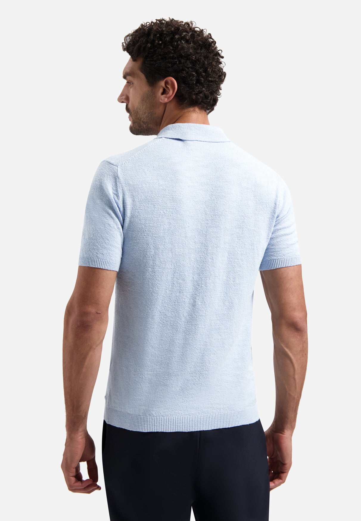 Knitted polo shirt with zip | Blue