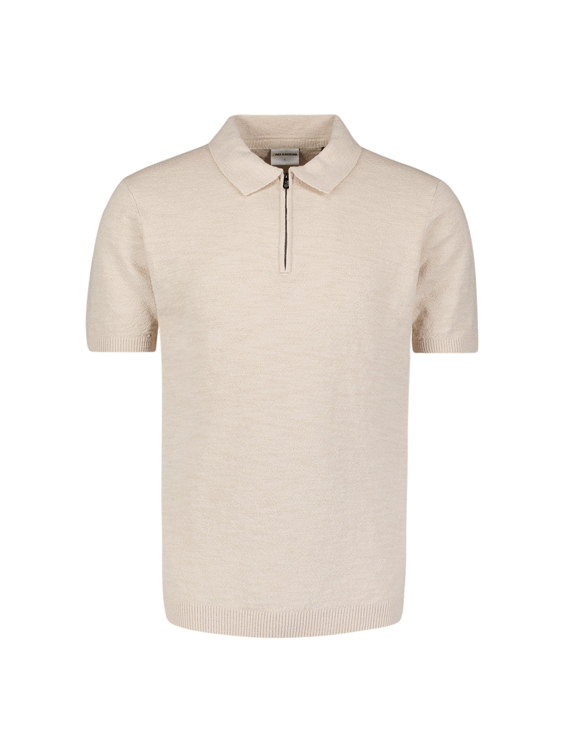 Knitted polo shirt with zip | Desert