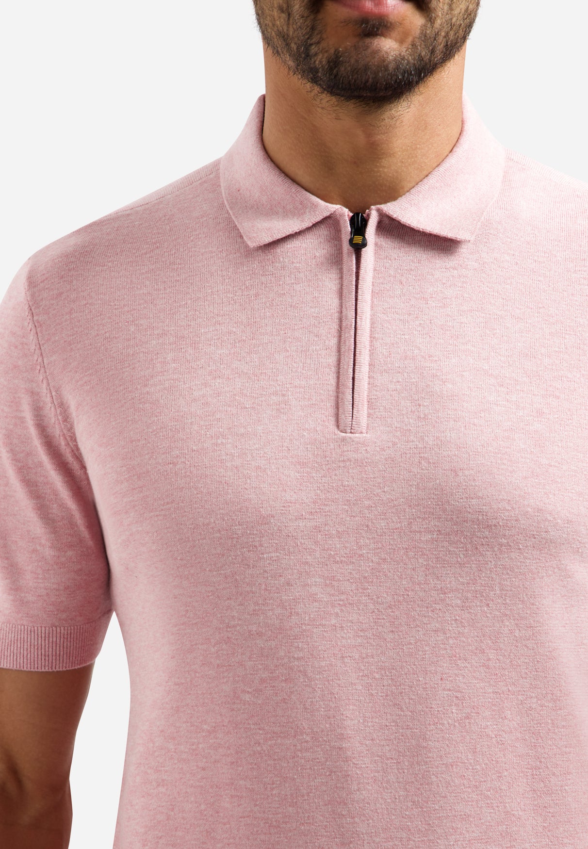 Gebreide polo met halve rits | Light Mauve