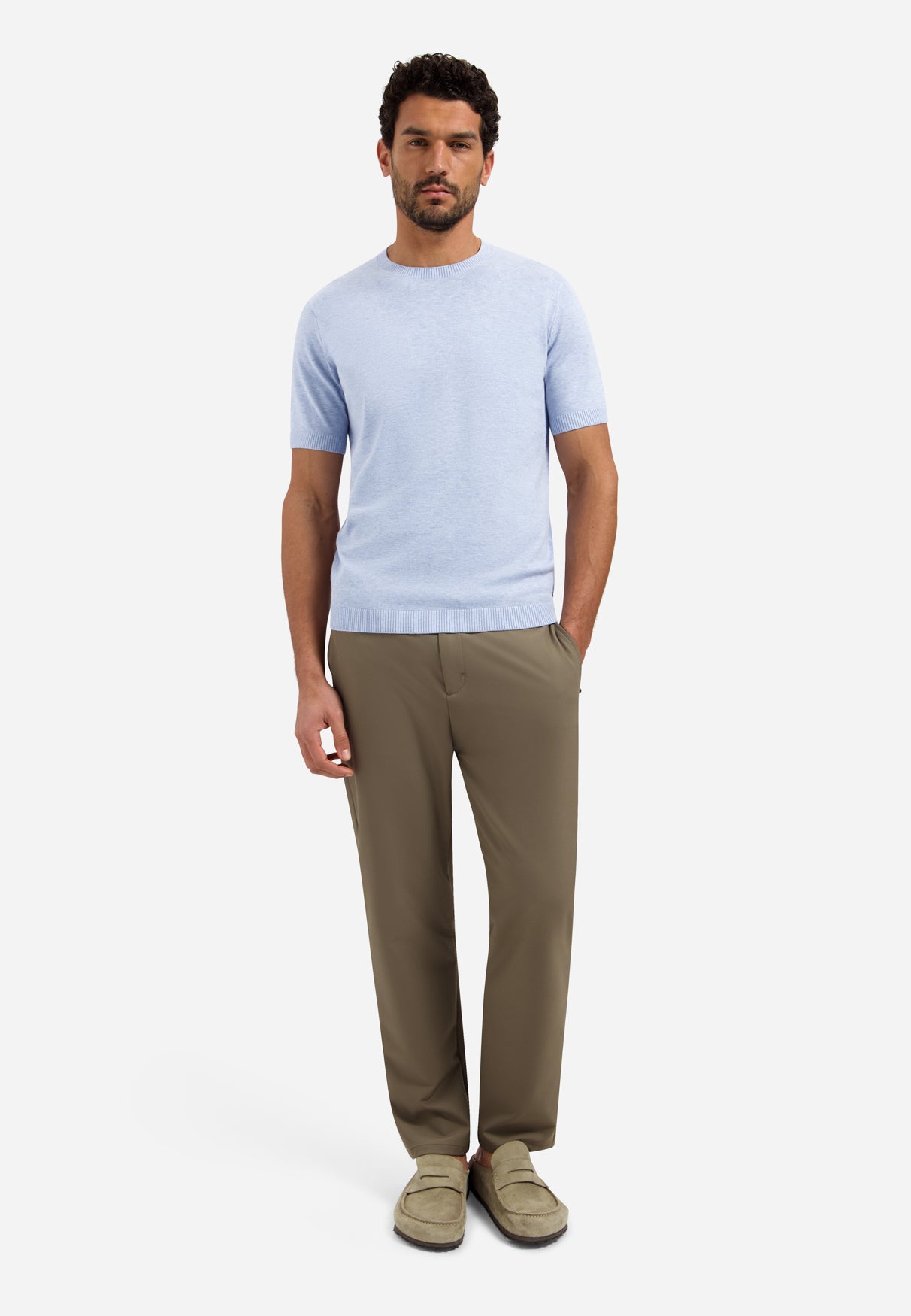 Gebreid T-shirt | Blauw