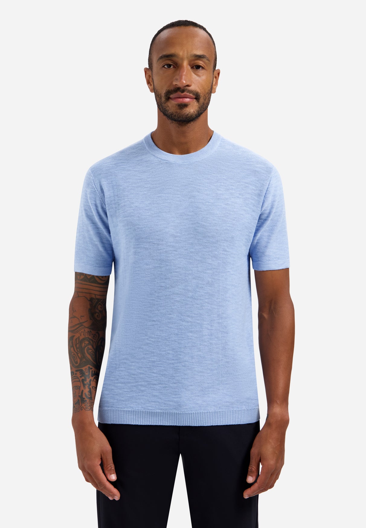 Gebreid slub T-shirt | Blue