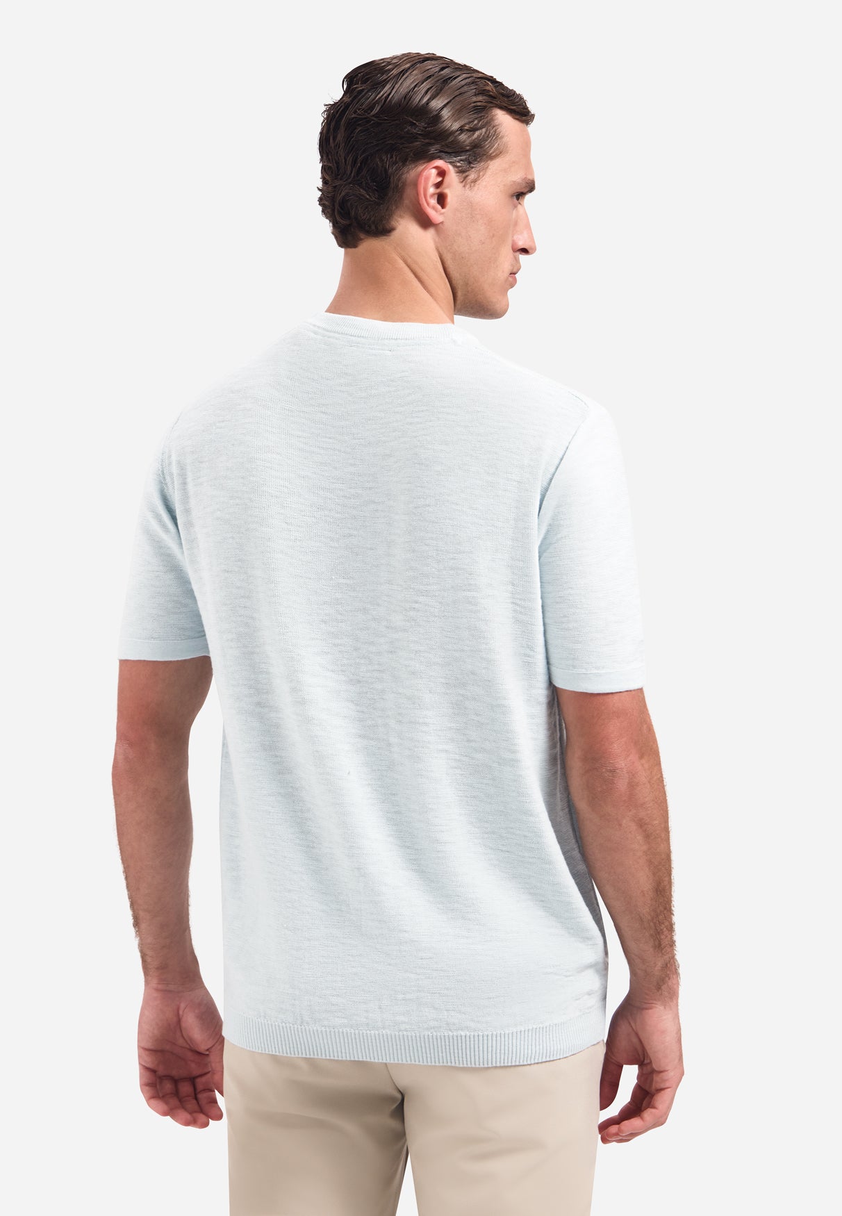 Gebreid slub T-shirt | Sky