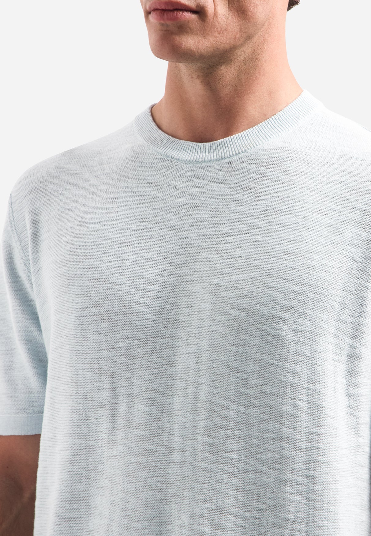 Gebreid slub T-shirt | Sky