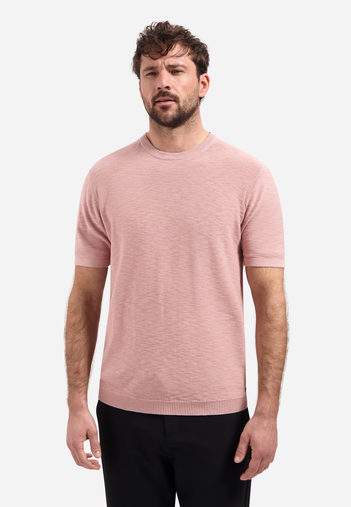 Gebreid slub T-shirt | Light Mauve