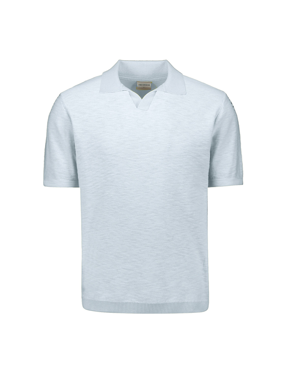 Knitted V-neck polo shirt | Sky