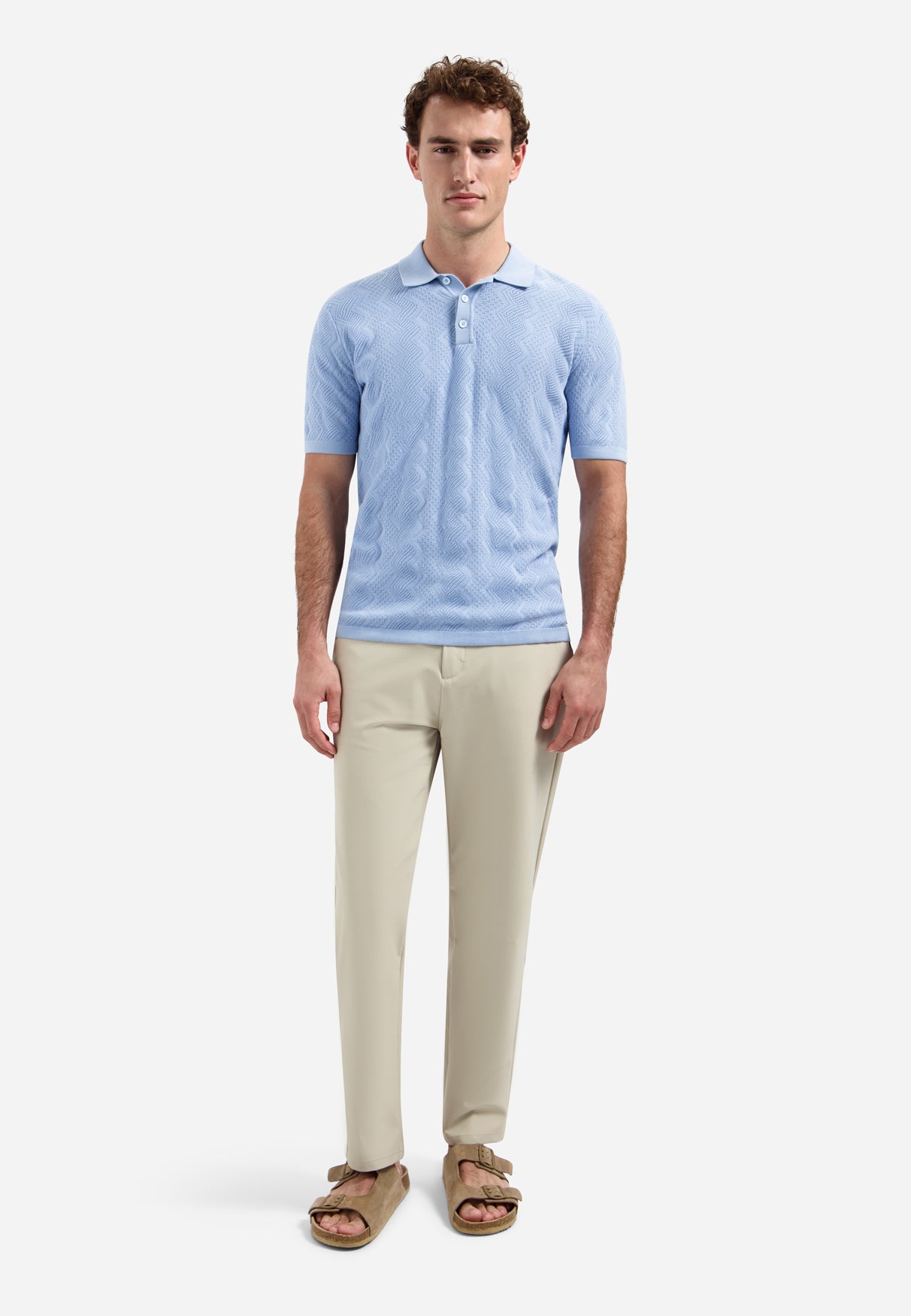 Gebreide polo met reliëf | Blue