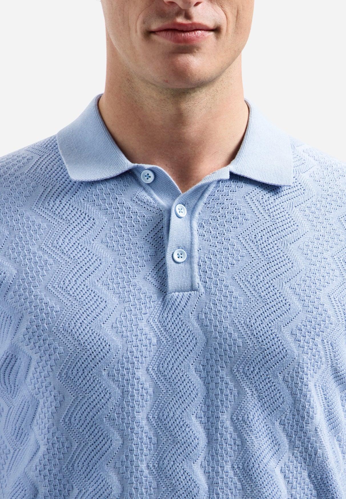 Gebreide polo met reliëf | Blue