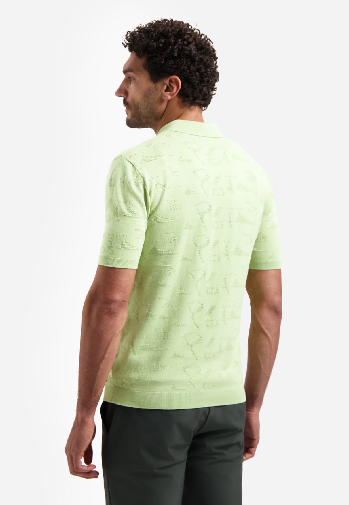 Knitted jacquard polo shirt | Green