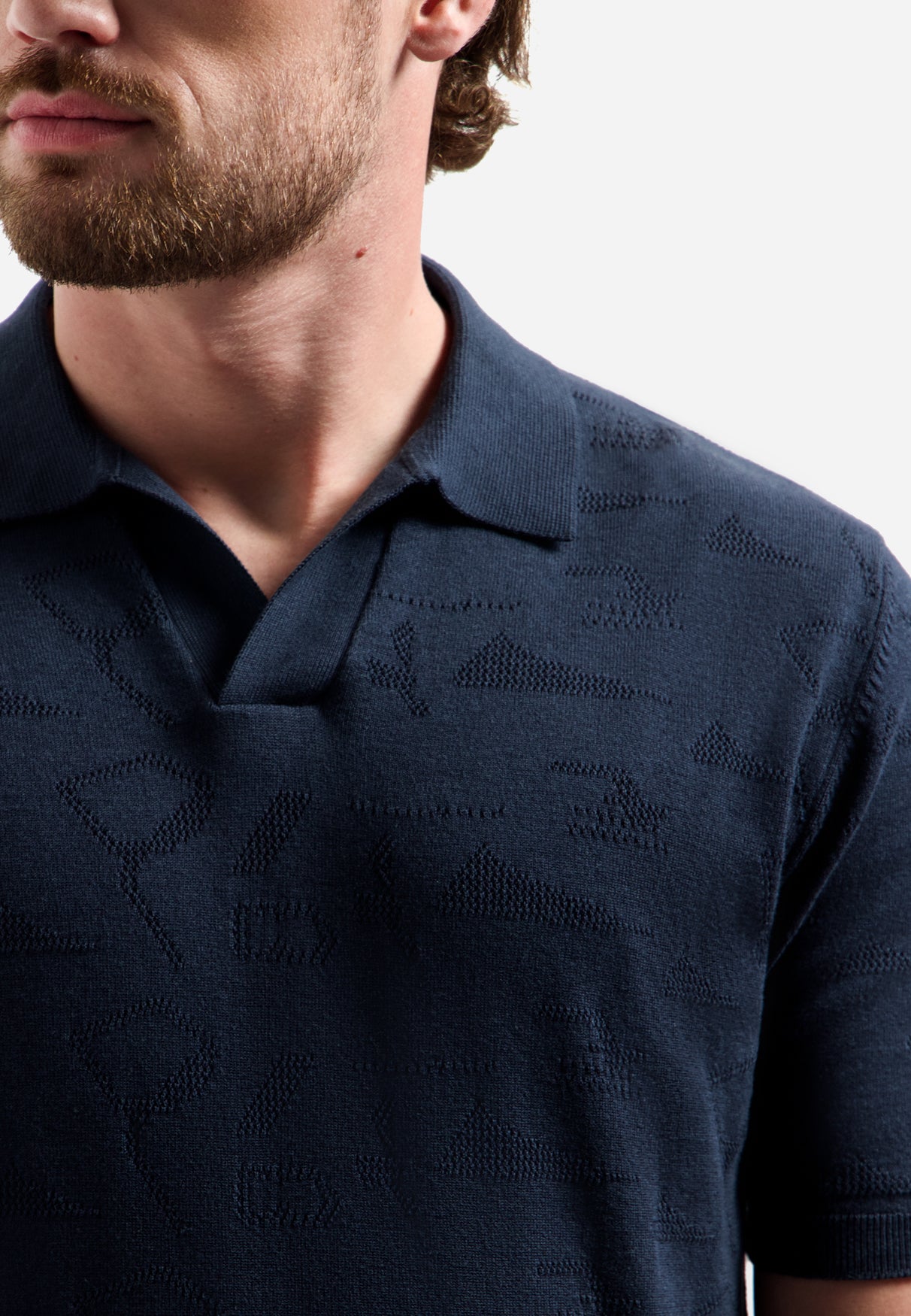 Gebreide jacquard polo | Night