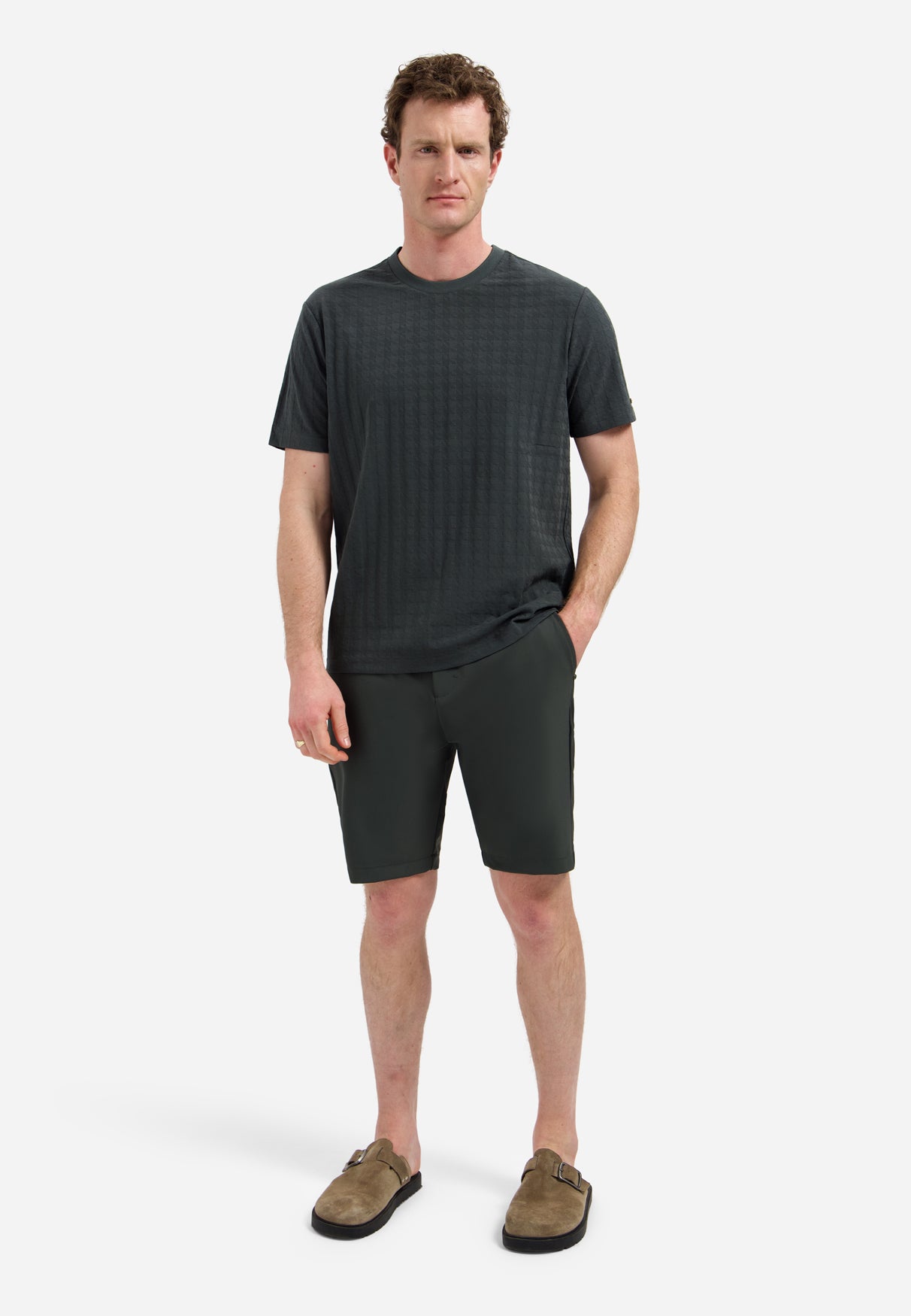 Effen T-shirt met reliëfstructuur | Dark Steel