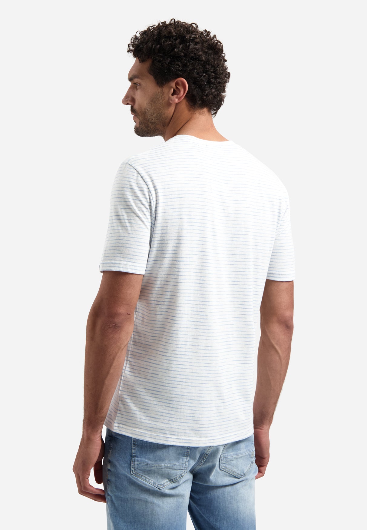 T-shirt rayé à col rond | Blue