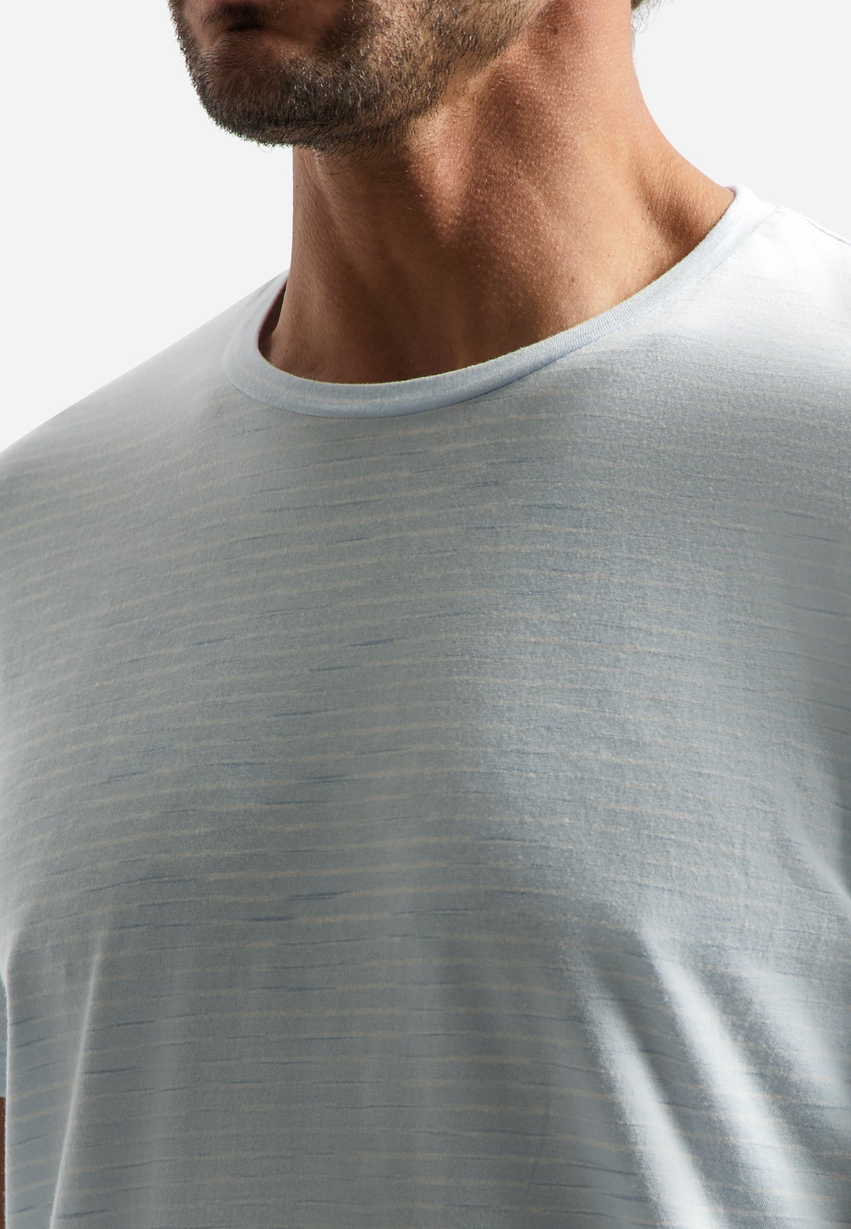 T-shirt rayé à col rond | Sky