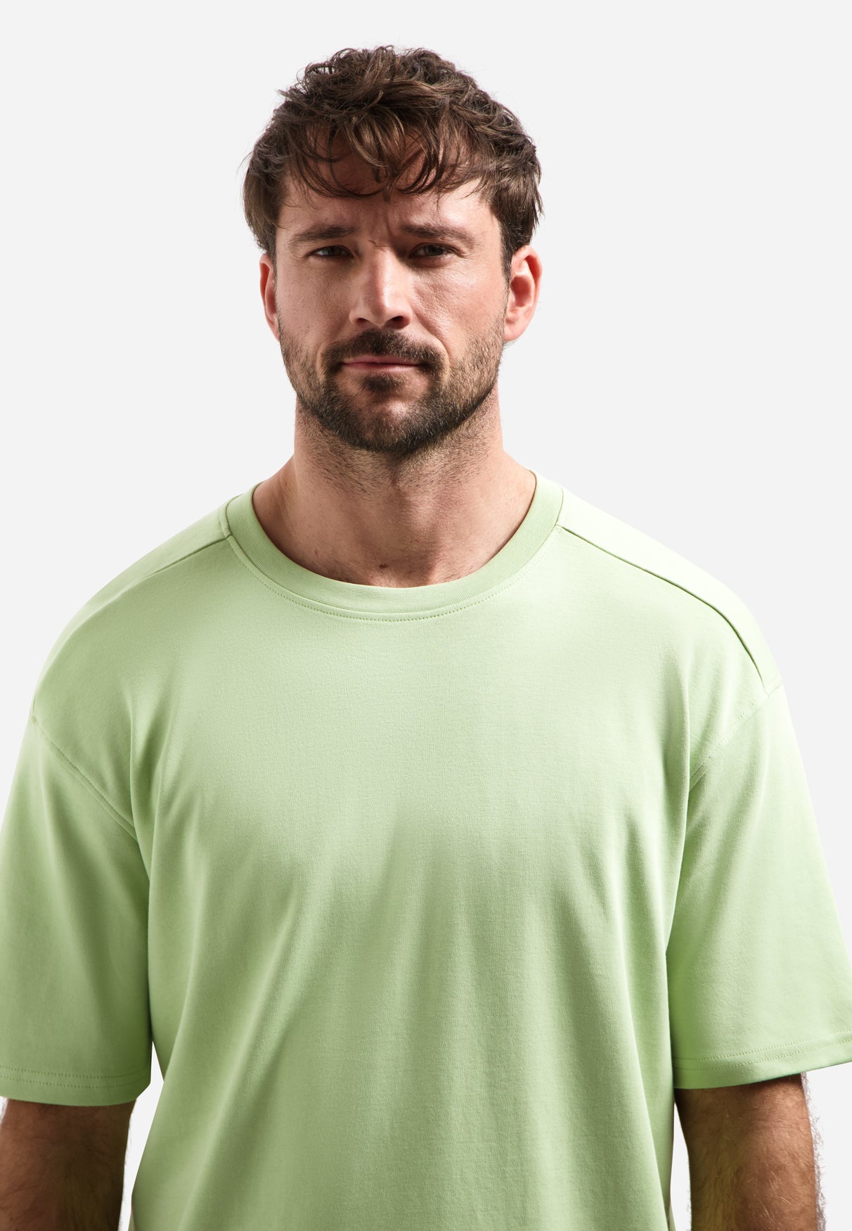 T-shirt interlock à col rond. | Green
