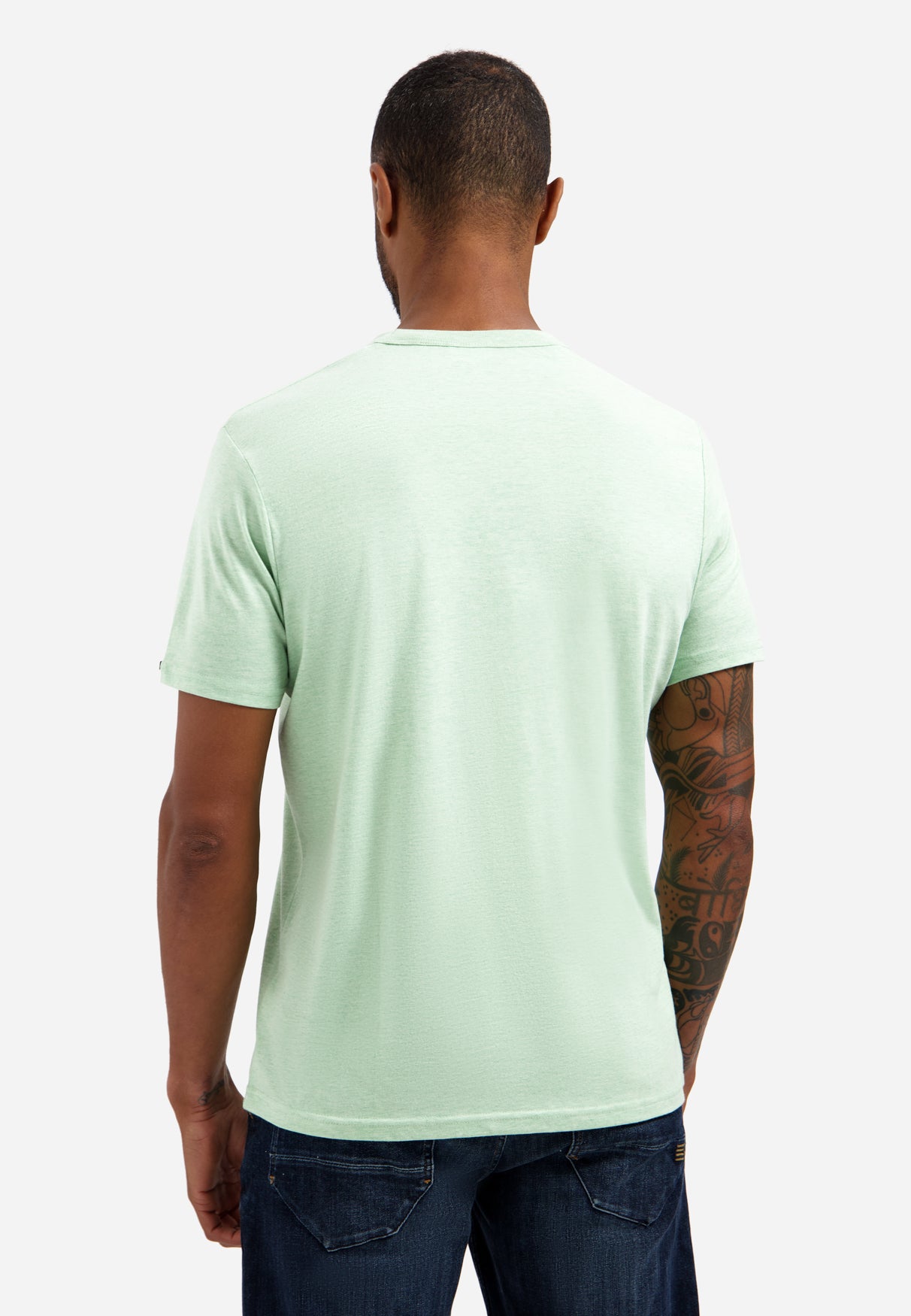 Melange T-shirt met ronde hals | Groen