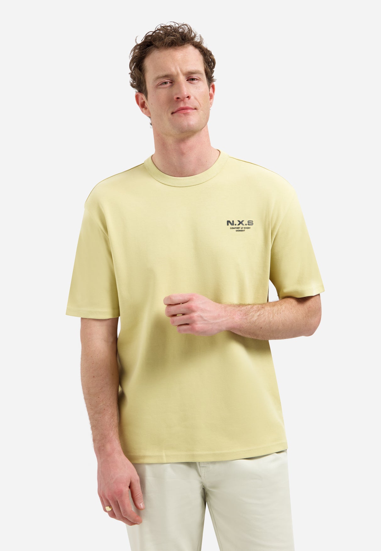 Interlock T-shirt met backprint | Yellow