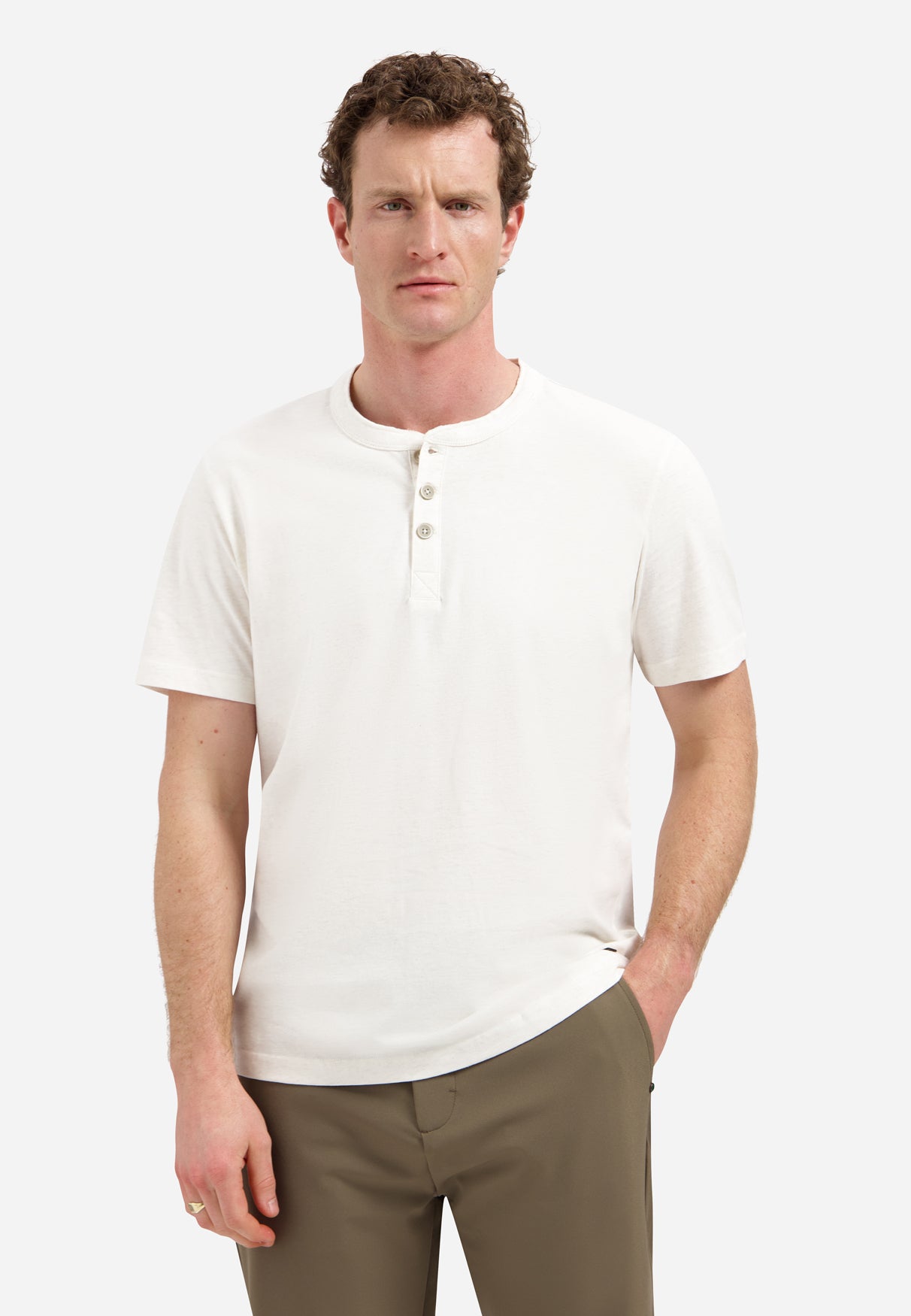 Melange T-shirt met knoopsluiting | Kit Melange