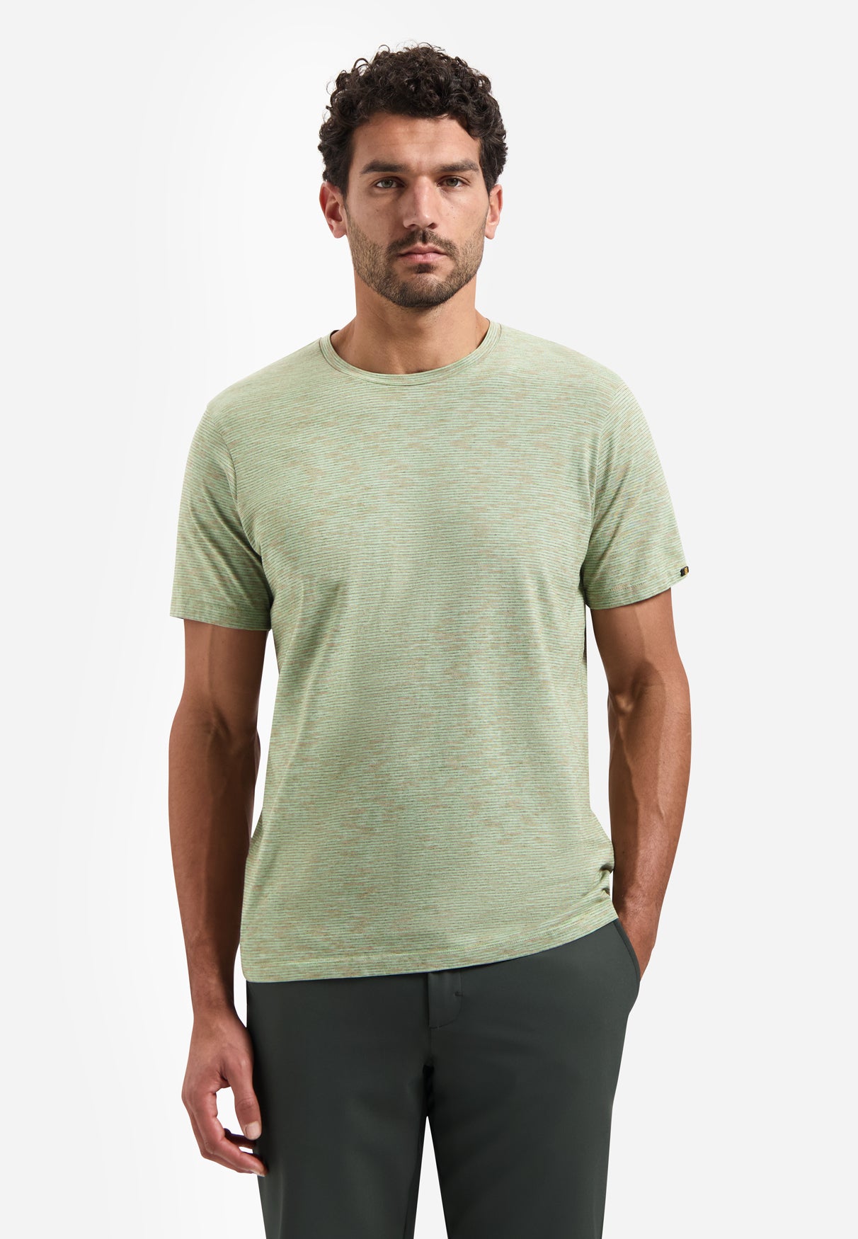 T-shirt rayé à col rond | Green