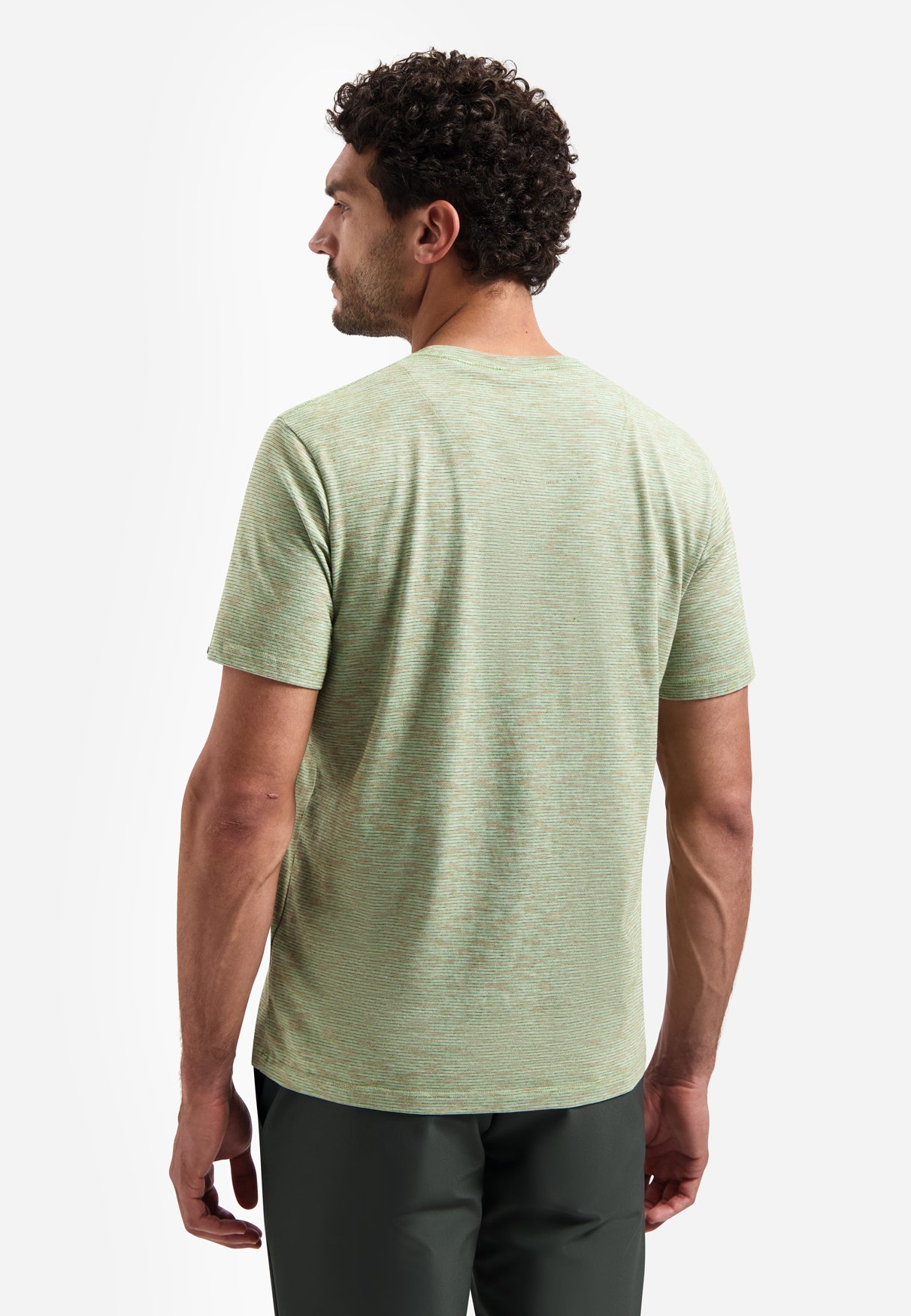T-shirt rayé à col rond | Green