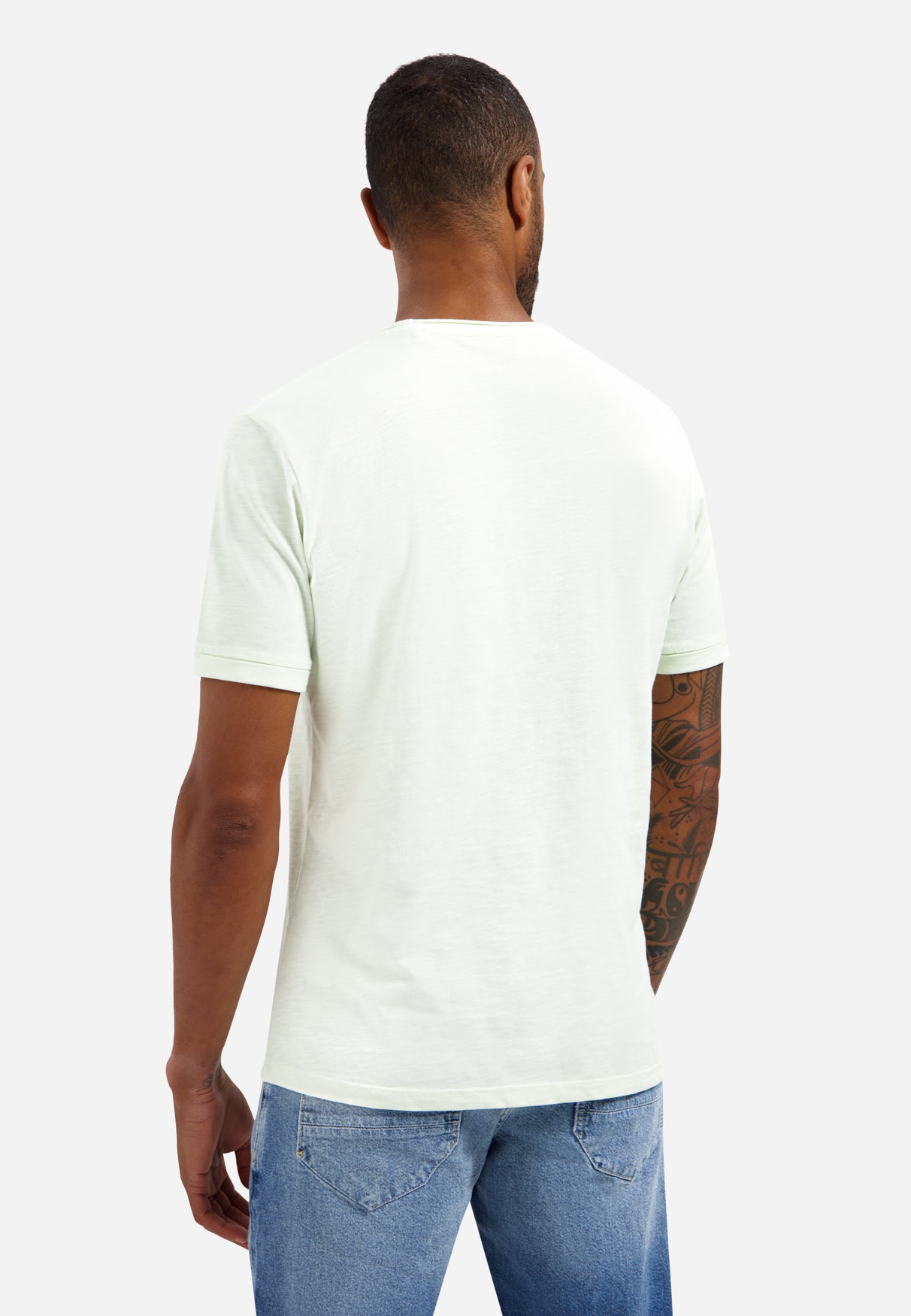 T-shirt flammé à col rond | Seagreen