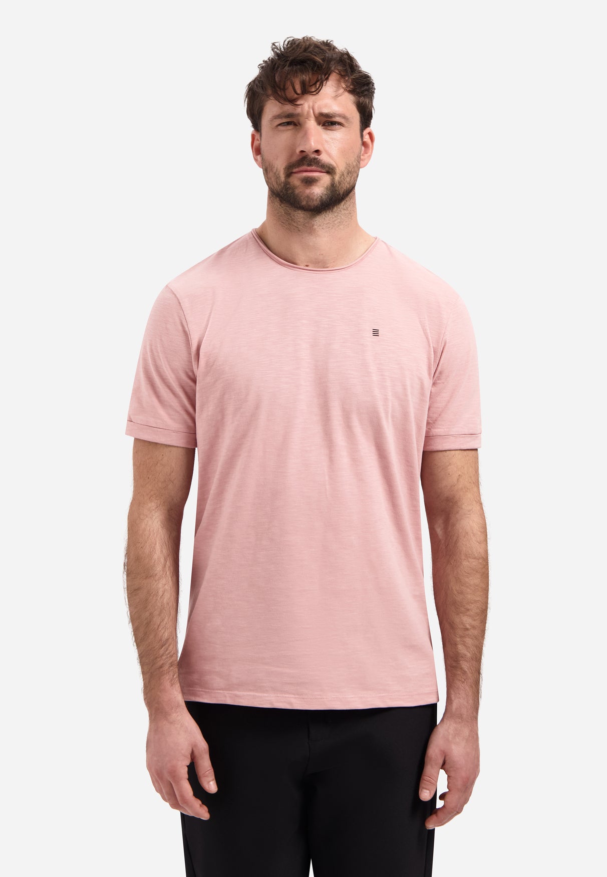 T-shirt flammé à col rond | Light Mauve