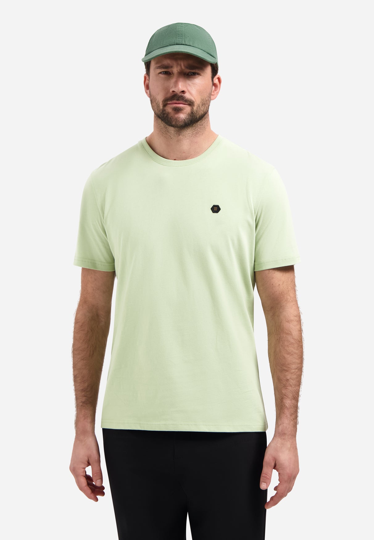 T-shirt peigné à col rond | Green