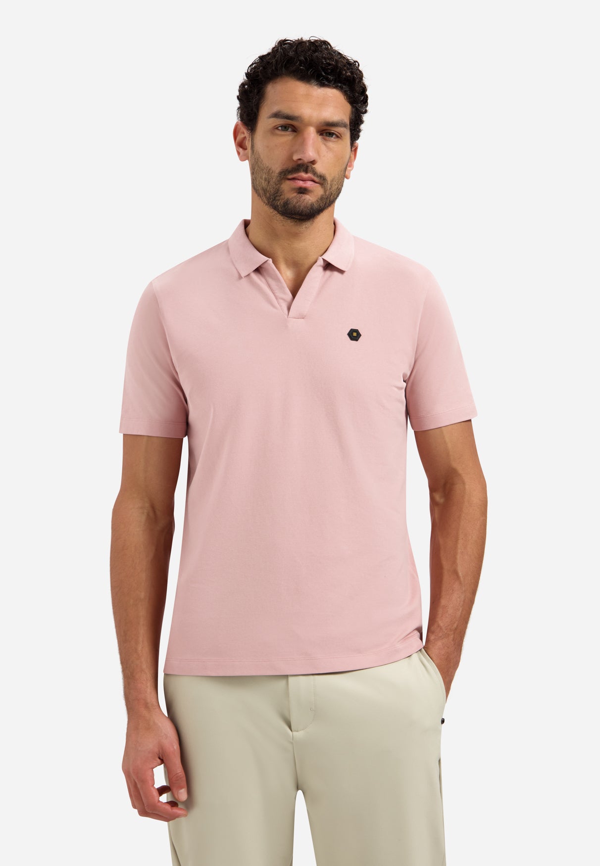 Polo basique à col en V | Light Mauve
