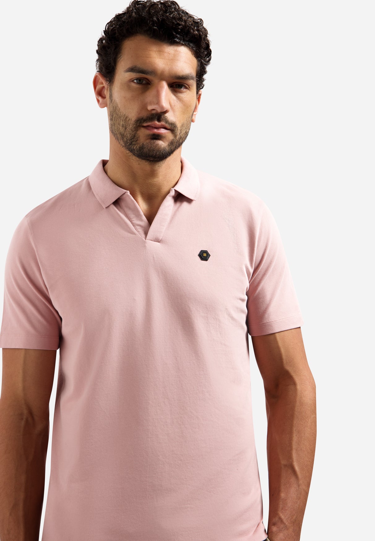 Polo basique à col en V | Light Mauve